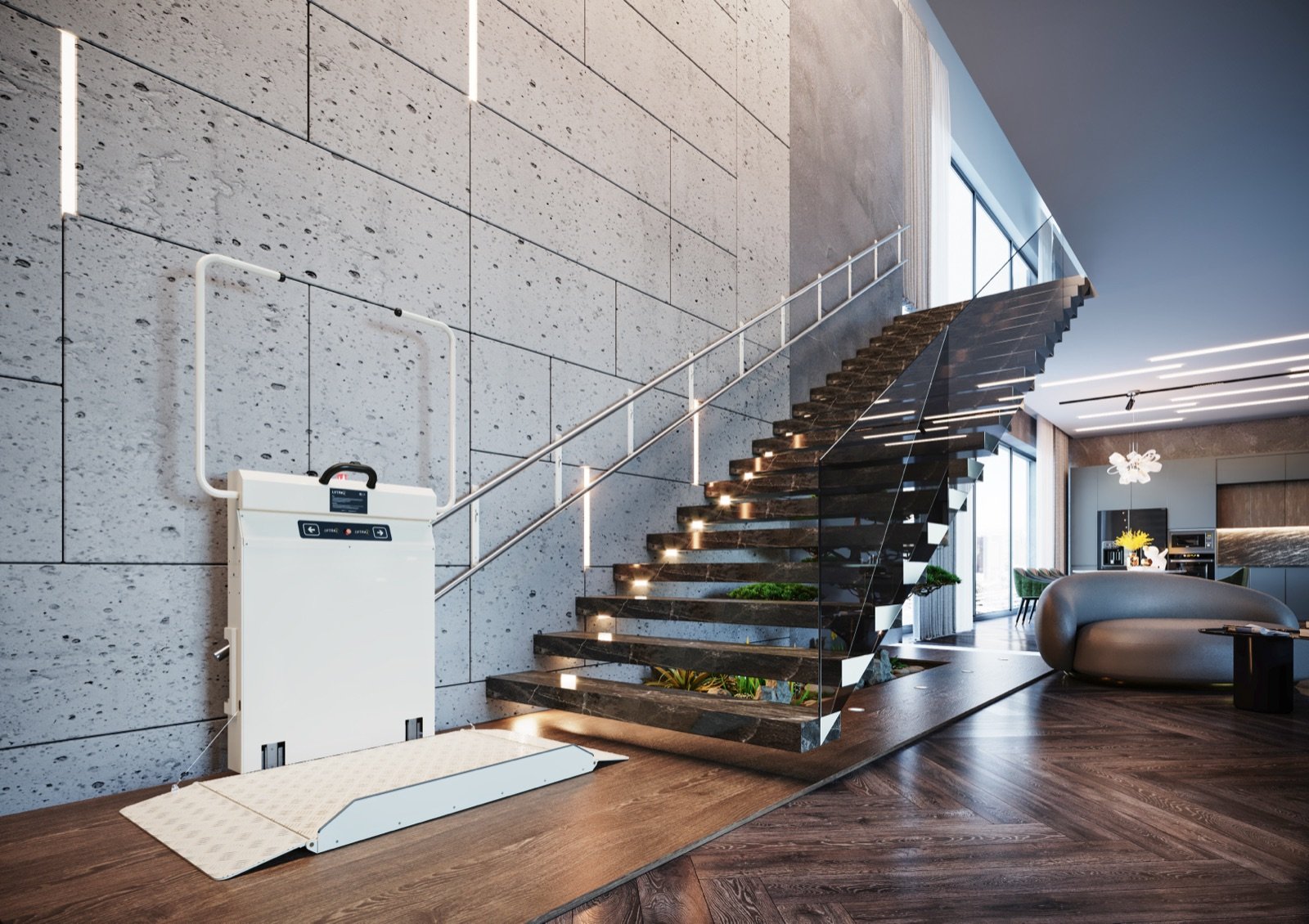 Simply montascale a pedana in ambiente moderno Easelife